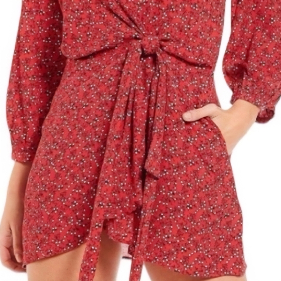 Free People Clara Red Floral Mini Tunic with White & Yellow Blooms Size Small - Picture 10 of 10